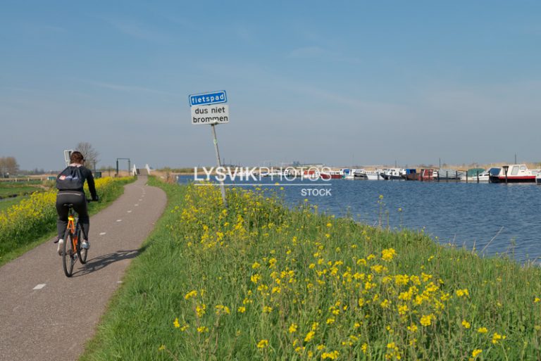 Fietser op de Molenkade Kinderdijk [0032770]