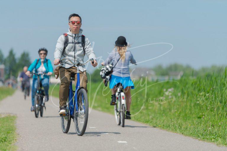 Toerist fietsen bij de Kinderdijk D8E0033091