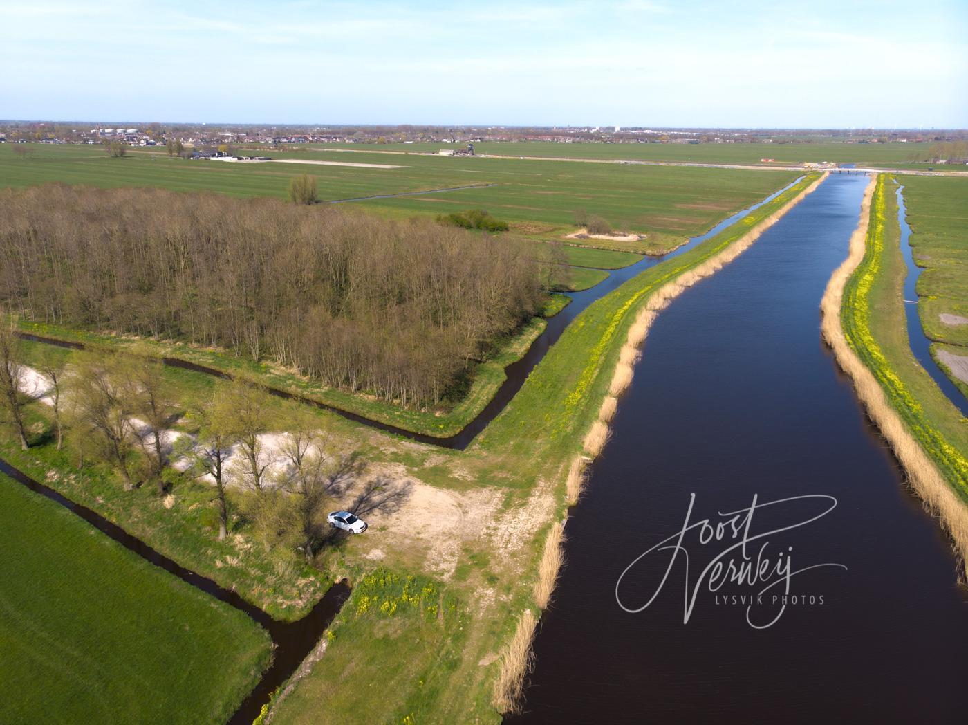 Luchtfoto bosperceel bij Achterwaterschap