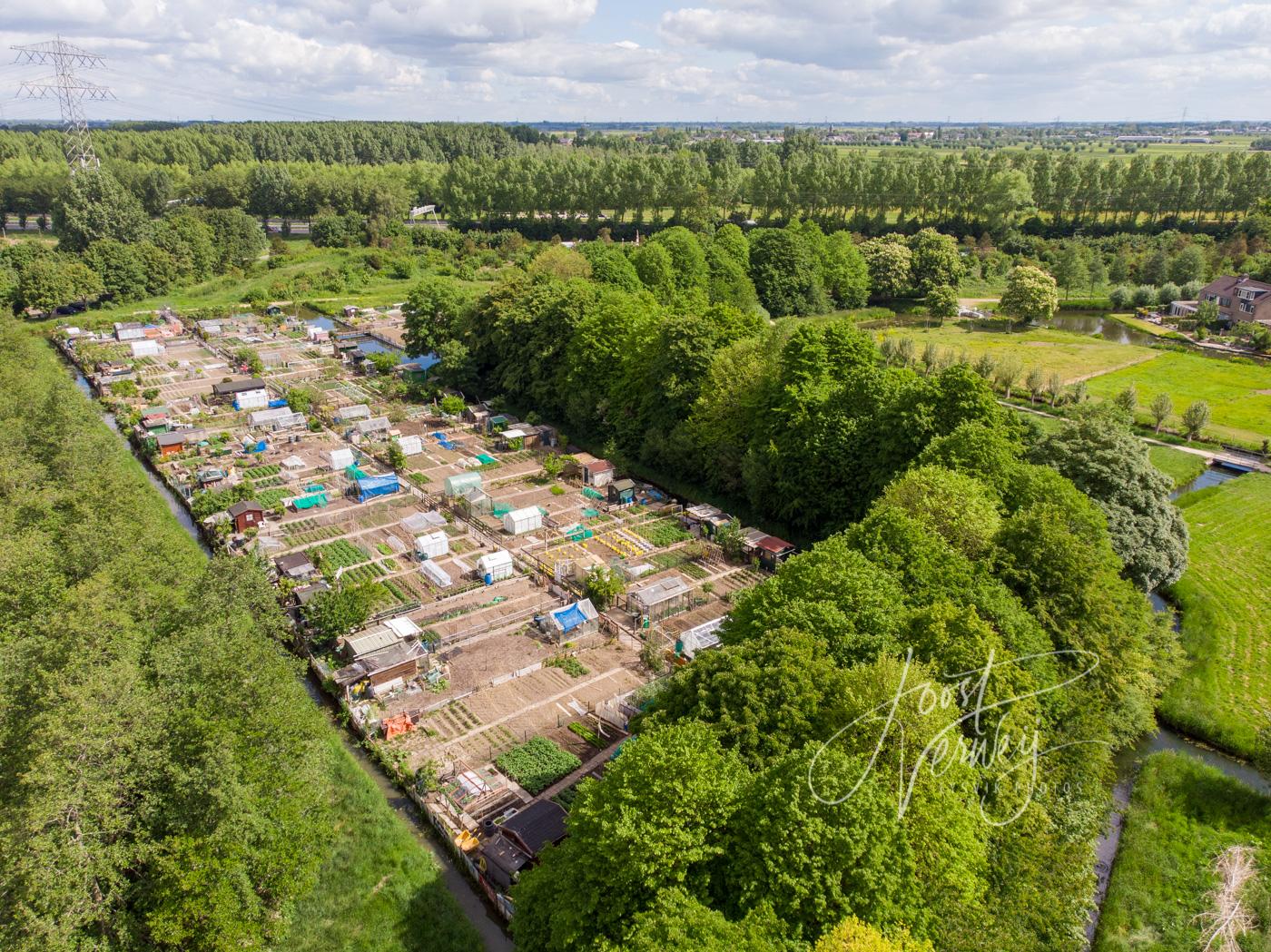 Luchtfoto volkstuinen complex in Papendrecht