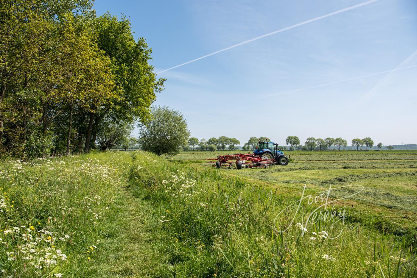 Tractor in grasland