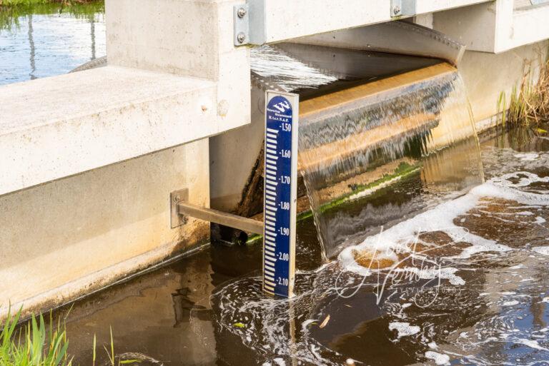 Waterpeil bij stuw in polder Langenbroek