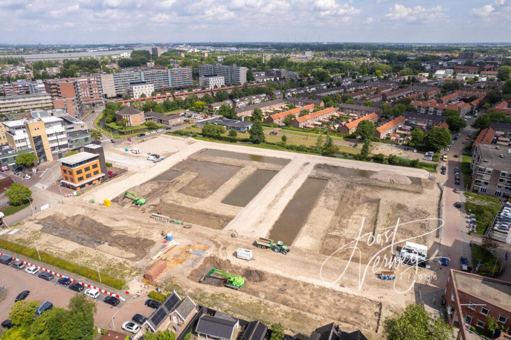 Luchtfoto grondwerken renovatie Kraaihoek