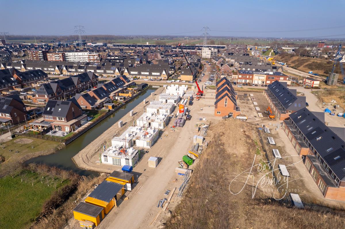 Luchtfoto van nieuwbouwwijk Het Buurtschap