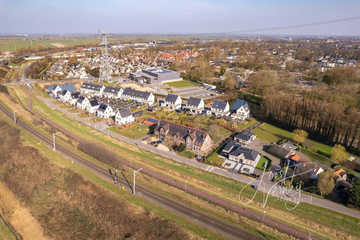 Luchtfoto van nieuwbouwwijk Het Buurtschap